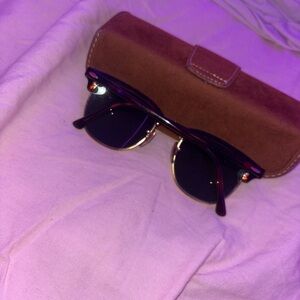 Ray-Ban Black and Gold Sunglasses with Brown Case